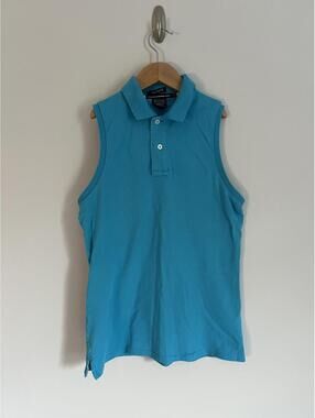 Y2K Ralph Lauren Golf Teal/Blue Sleeveless Polo Top, Size Small